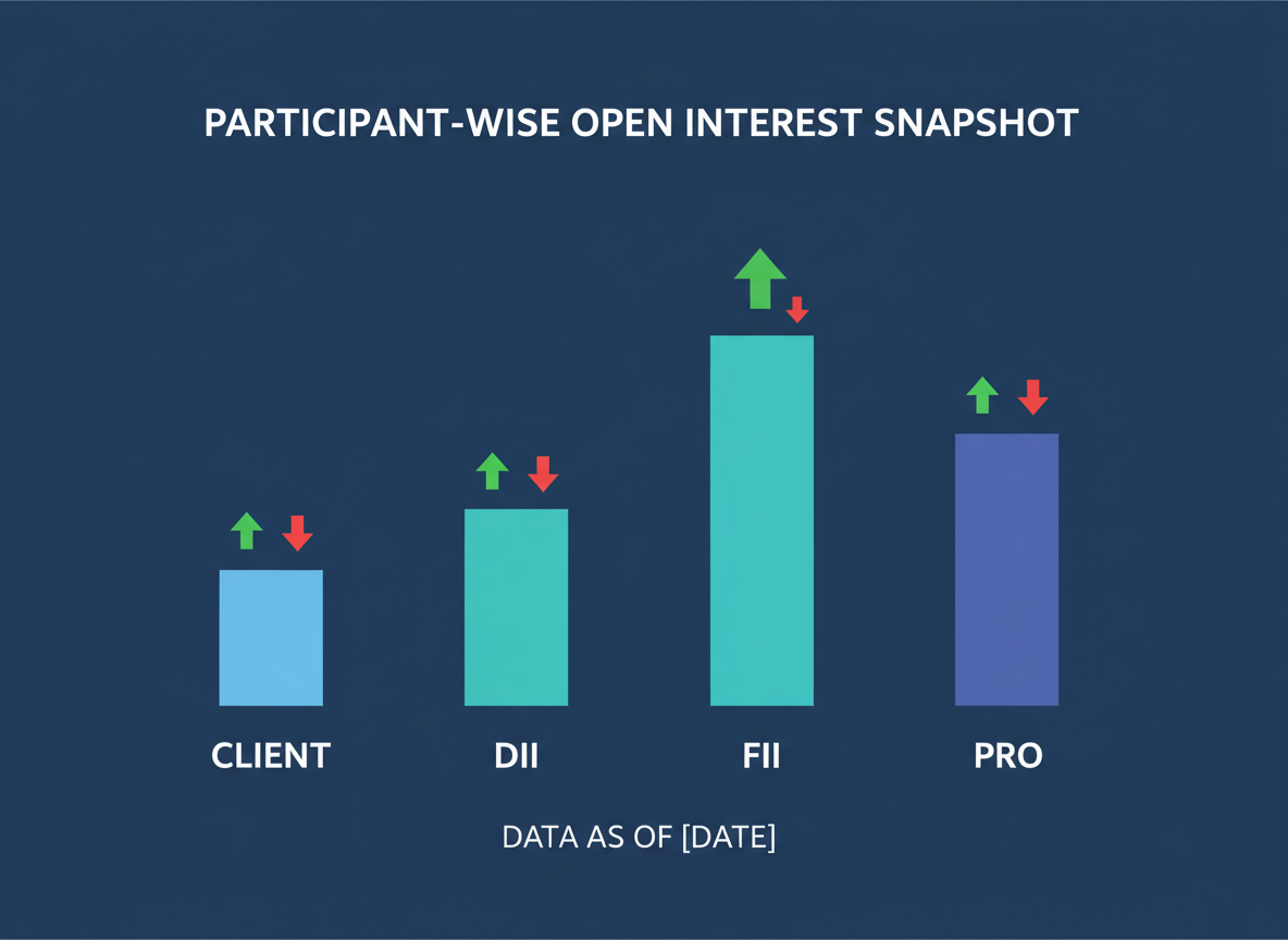 NSE participant wise open interest snapshot comparing positions of Client, DII, FII and Pro traders